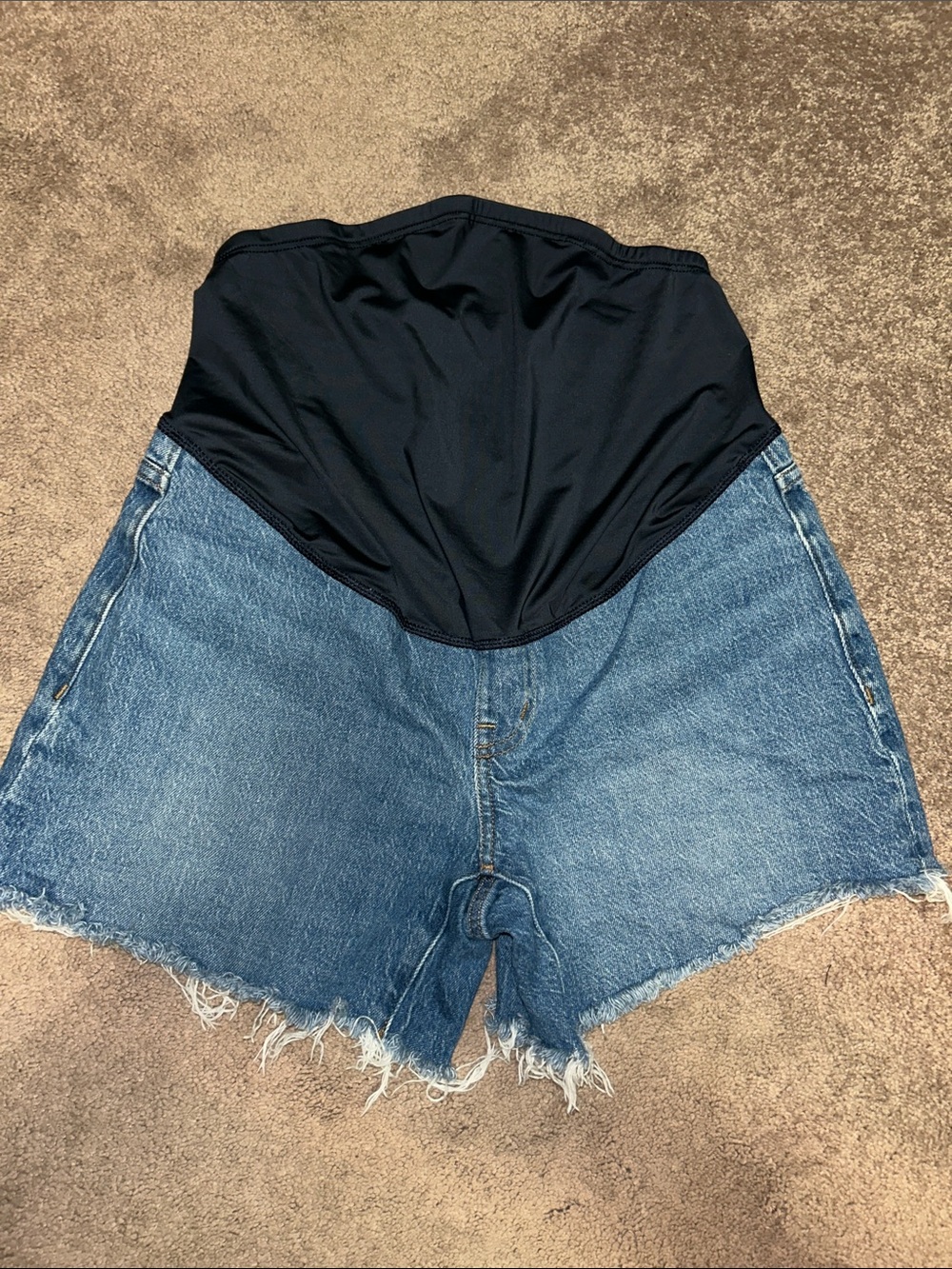Madewell maternity denim shorts.
